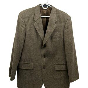 BRANDINI Le Collezioni Men's 42R 100% Wool Blazer Classic Fit Brown Tweed Tailor
